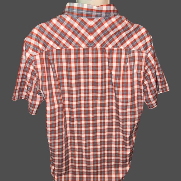 NWOT Pendleton Short Sleeve Orange/Gray Plaid Button Up Shirt Size Large #6 - Picture 4 of 6